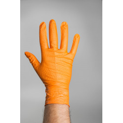 Jednorázové rukavice nitrilové s terčíky černé/oranžové balené 10ks/2ks