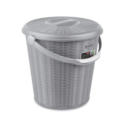 Odpadkový koš s víkem plast 10 l, ratan hnědý 29601