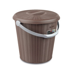Odpadkový koš s víkem plast 10 l, ratan hnědý 29601