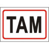Samolepka TAM (text k označení dveří), 10 x 6,5cm